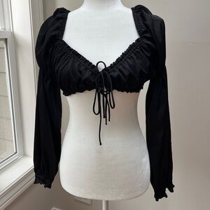 H&M Black Satin Crop Top